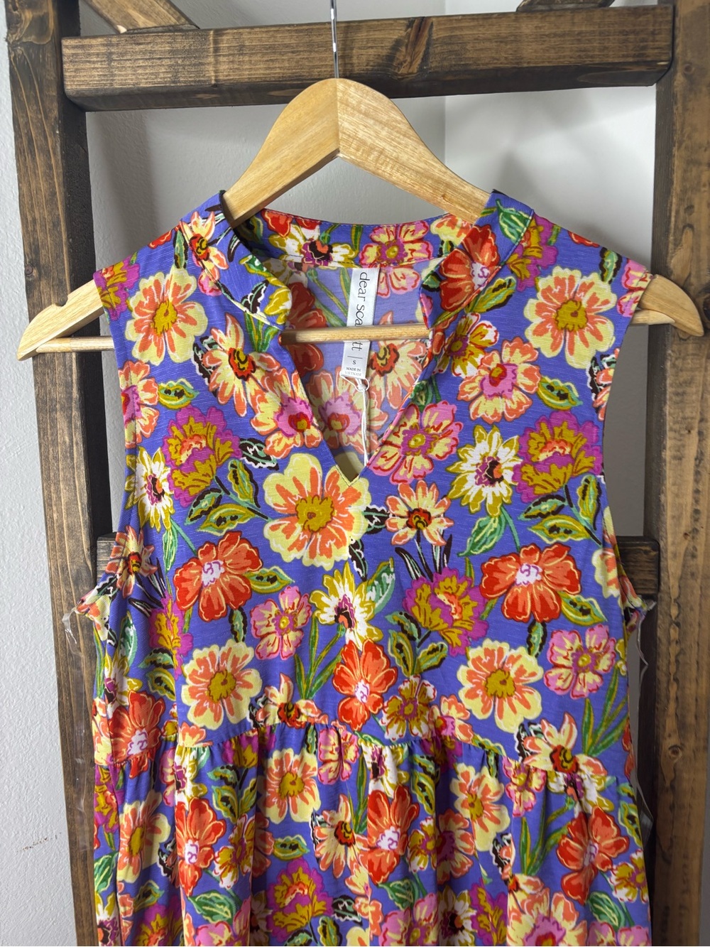 Dear Scarlett Sleeveless Floral Tiered Mini Dress - Purple Multi - Picture 3 of 4